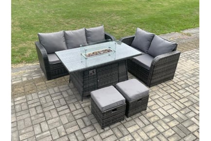 Rattan Furniture Set with Firepit & Sofa