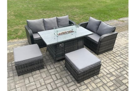 PE Rattan Garden Set with Firepit & Sofa