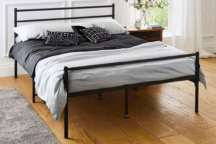 Stylish square extra strong metal bed frame, King