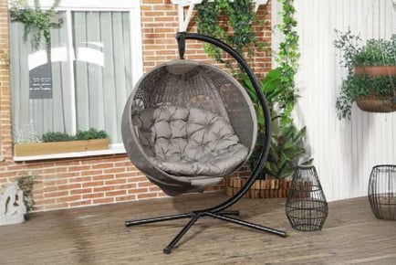 Deluxe Round Egg Basket Chair with Sturdy Steel Stand