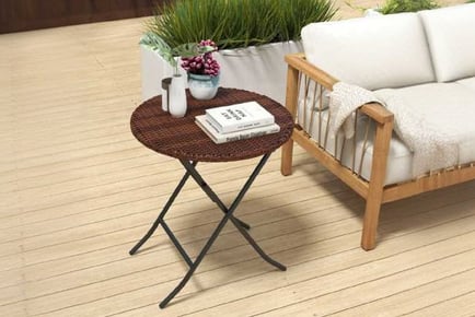 PE Rattan Metal Frame Round Side Table