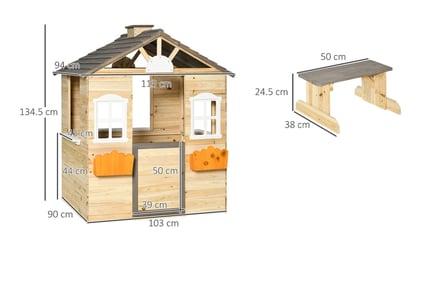 Outdoor Wooden Kids' Playhouse Cottage - 2 Options