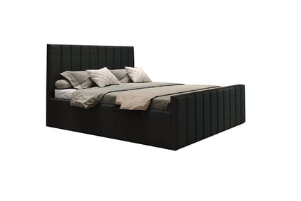 Plush Fabric Black Ottoman Bed Set in 5 Sizes