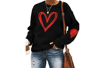 Sweatshirt with Heart Design - 6 Sizes and 2 Colours