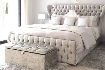 Grey Winged Butterfly Inspired Design Chesterfield Headboard in 5 Sizes