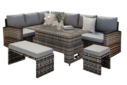 9-Seater Garden Furniture Rattan Sofa Set w/ Bench & Stool, With Cover