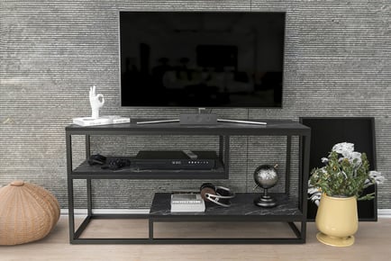 55-inch TV Unit with Storage in Black or White Marble Effect