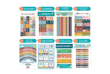 16 Sheets Boho Kids Educational Posters