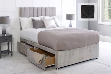 Upholstered Sonno Panel Divan Bed in Seal Grey and Multiple Options