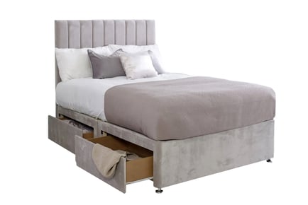 Upholstered Sonno Panel Divan Bed in Seal Grey and Multiple Options