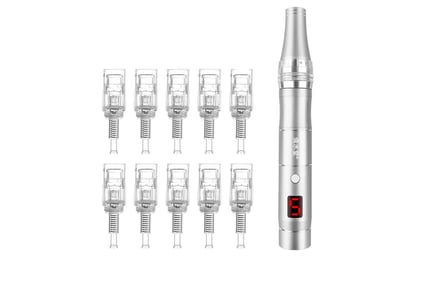 Wireless Electric Beauty Derma Pen w 10 Cartridges - 3 Colours