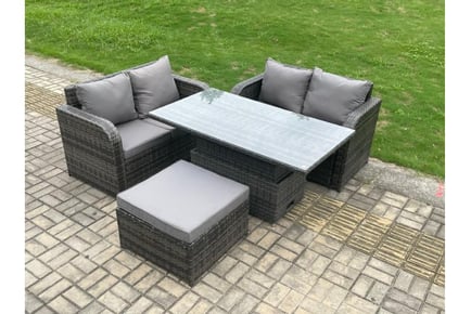 Rattan Garden Set Loveseat Rising Table