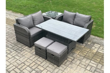 Rattan Sofa Set Height Adjustable Table