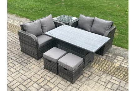 Rattan Sofa Set Height Adjustable Table