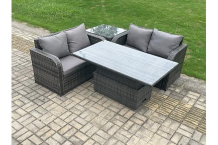 PE Rattan Sofa Set Loveseat Rising Table