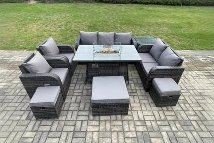 Luxurious 10 Seat Reclining Set with Firepit