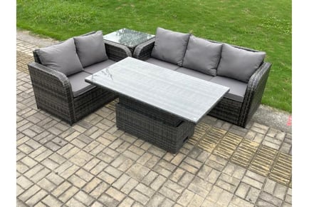 Rattan Arc Armest Sofa Set Rising Table