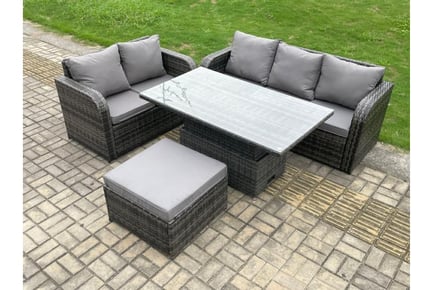 Rattan Sofa Set with Rising Dining Table