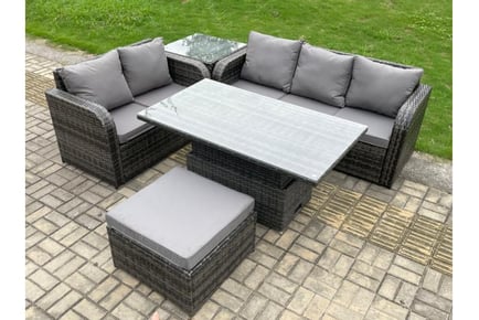 6-Seater Rattan Sofa Rising Dining Set