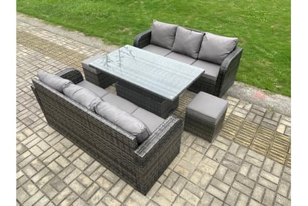 8-Seater Rattan Sofa Rising Dining Set