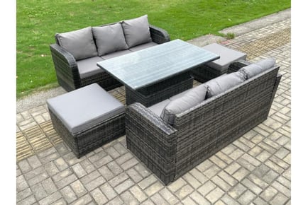 8-Seater PE Rattan Sofa Rising Table Set