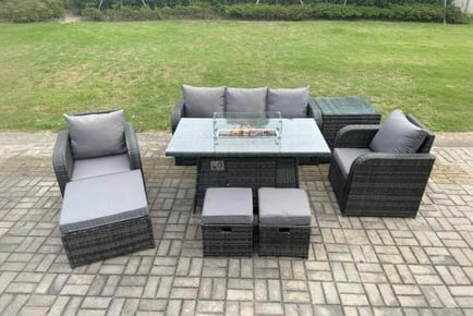 Luxurious Rattan Garden Set with Firepit