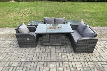 Luxurious 6-Piece PE Rattan Furniture Set with Firepit