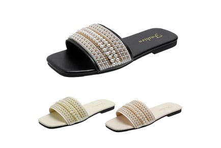 Women's Pearl Studded Beach Sandals in 6 Sizes and 3 Colours