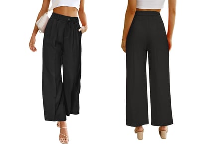 Women's Casual Wide-Leg Trousers with Pockets in 6 Sizes & 5 Colours