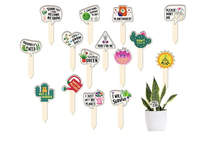 15 Pieces Funny Wooden Plant Markers - Style A or B