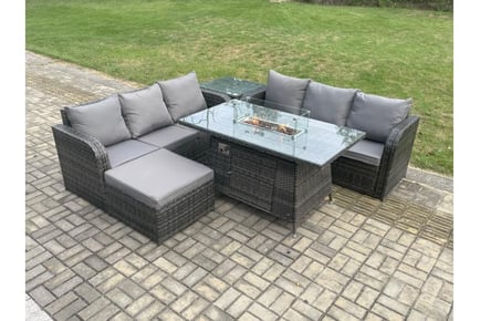 PE Rattan Furniture with Sofa & Firepit