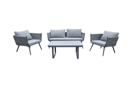 4-Piece Woven Garden Furniture Set in Grey
