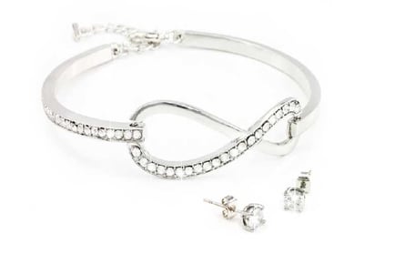 Infinity Bangle & Earring Set -Pave Set