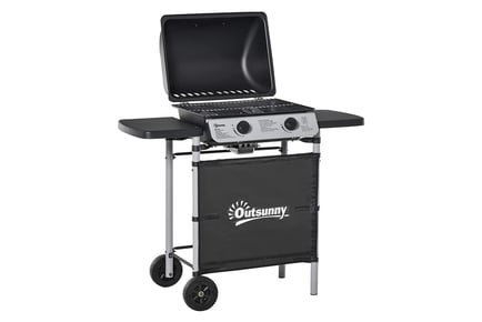 2-Burner Gas BBQ Grill with Cooking & Side Shelves