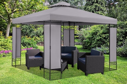 3m x 3m Luxury Gazebo with Metal Corner Supports - Grey or Cream