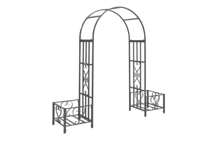 Metal Garden Trellis Arch with Side Planter Baskets