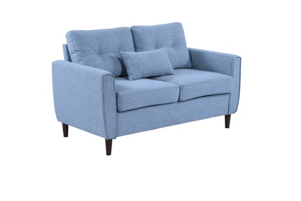 2-Seater Sofa with Cushion and Armrests - Grey or Light Blue