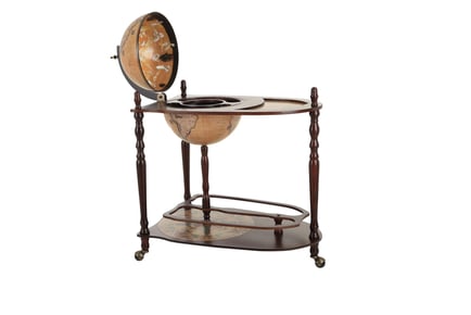 Rustic Globe Wine & Spirits Drinks Trolley With Glass Holder!