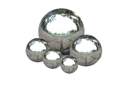 6-Piece Stainless Steel Mirrored Gazing Balls in Silver