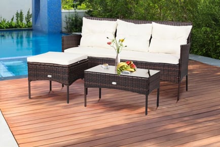 Cream 4-Seater Rattan Garden Furniture Set!