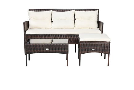 Cream 4-Seater Rattan Garden Furniture Set!