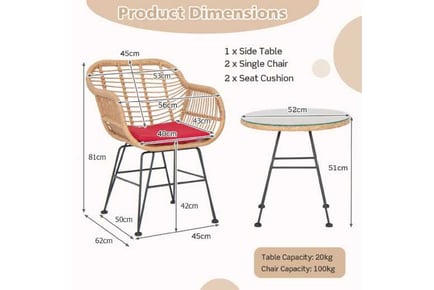 3 Pieces Patio Bistro Set