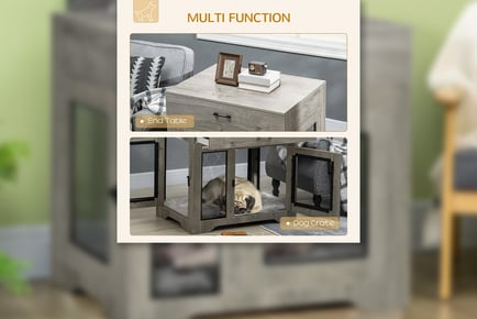 2-in 1-Dog Cage and End Table with Drawer & Cushion