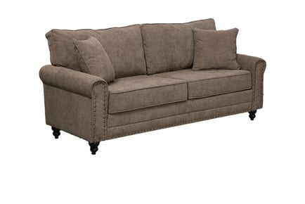 Nail Head Accent Two-Seater Brown Loveseat Sofa