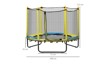 4.6FT/55 Inch Kids Trampoline with Enclosure Safety Net