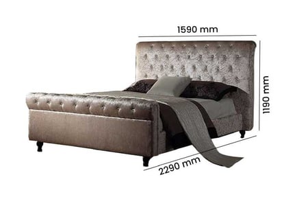 Crush Velvet Beige Double Size Bed