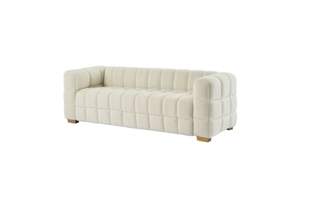 3-Seater Teddy Fleece Boucle Bubble Sofa with Pillows in Cream