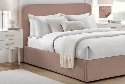 Boucle Bed Frame w/ Headboard & Optional Ottoman in Pink
