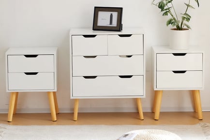 '2+2 UV Gloss Bedroom Chest of Drawers or Set of 2 Bedside Tables - 3 Colours