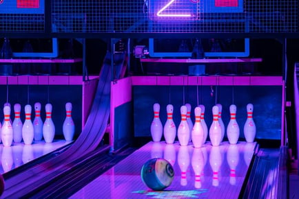 Immersive Tenpin Bowling Session For Up to 8 People. Play At Pins - Cardiff City Centre
